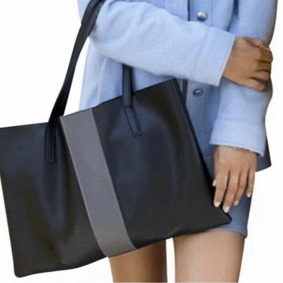 Vince Camuto Lucky Tote Pebbled Leather Bag in Black - Picture 4 of 12